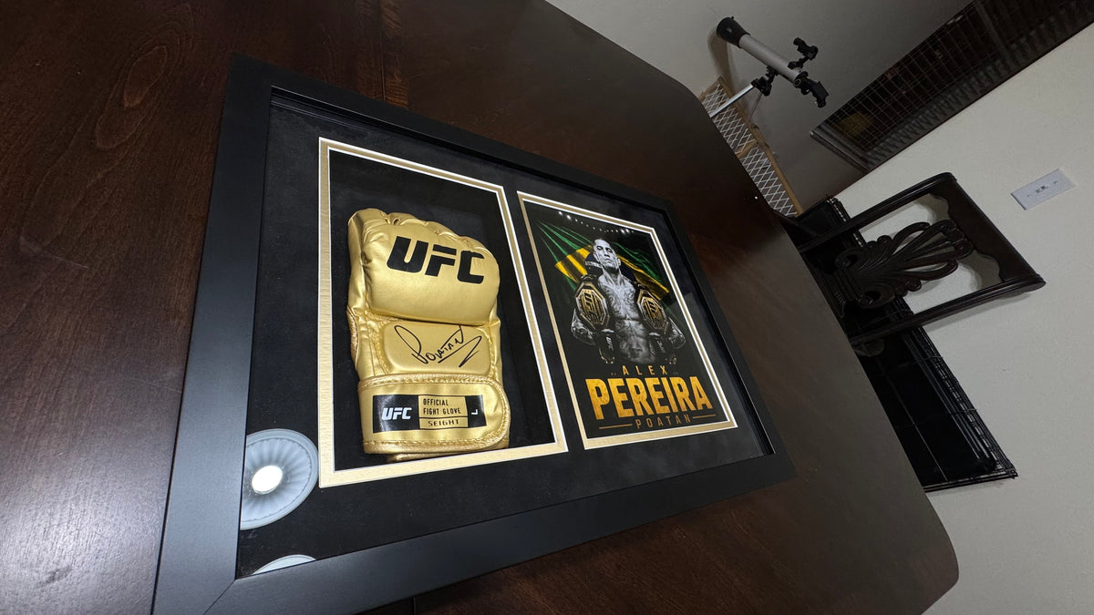 Alex Pereira Signed Gold UFC Glove – Beckett Authenticated Gallery Gold Display