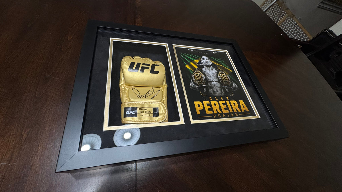 Alex Pereira Signed Gold UFC Glove – Beckett Authenticated Gallery Gold Display