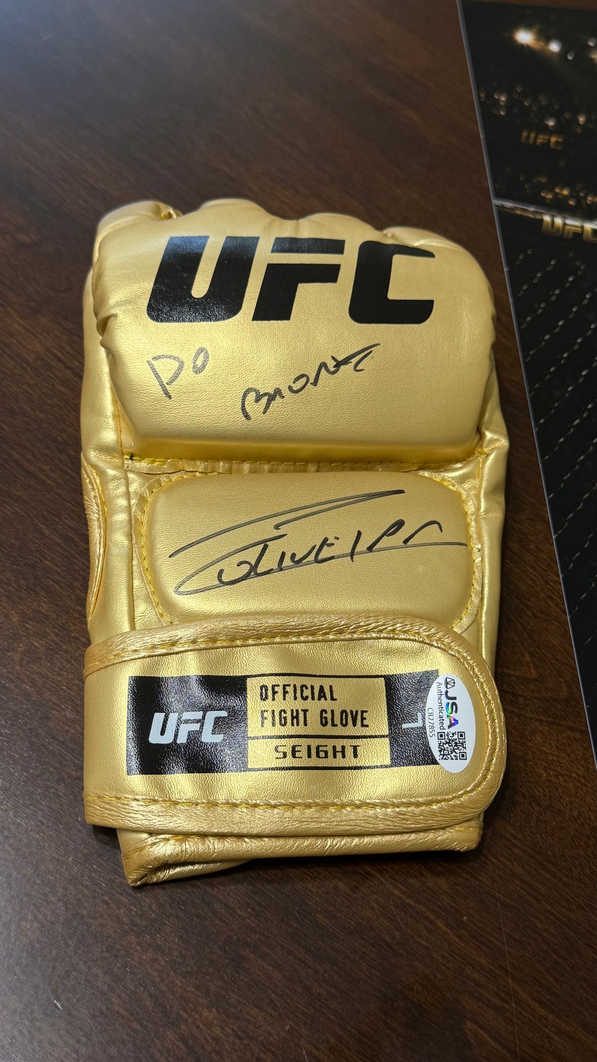 Charles Oliveira Signed Gold UFC Glove Do Bronx JSA Champion Gold Series Limited 1/10