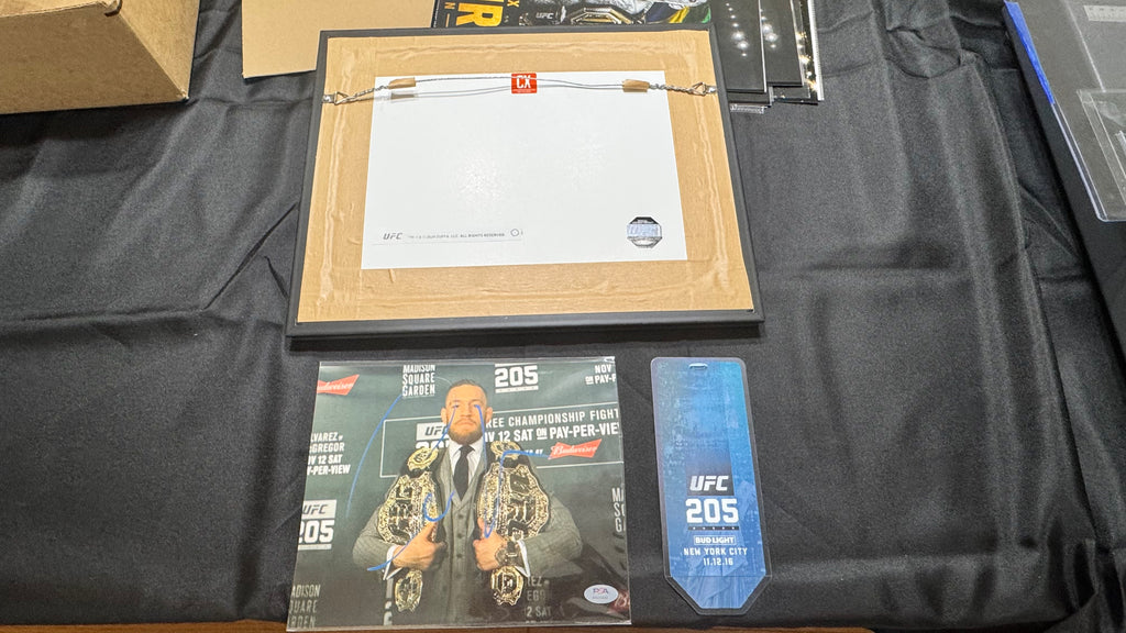 Conor McGregor UFC 205 Signed Photo & Event-Used Canvas One-of-One Custom Display – PSA