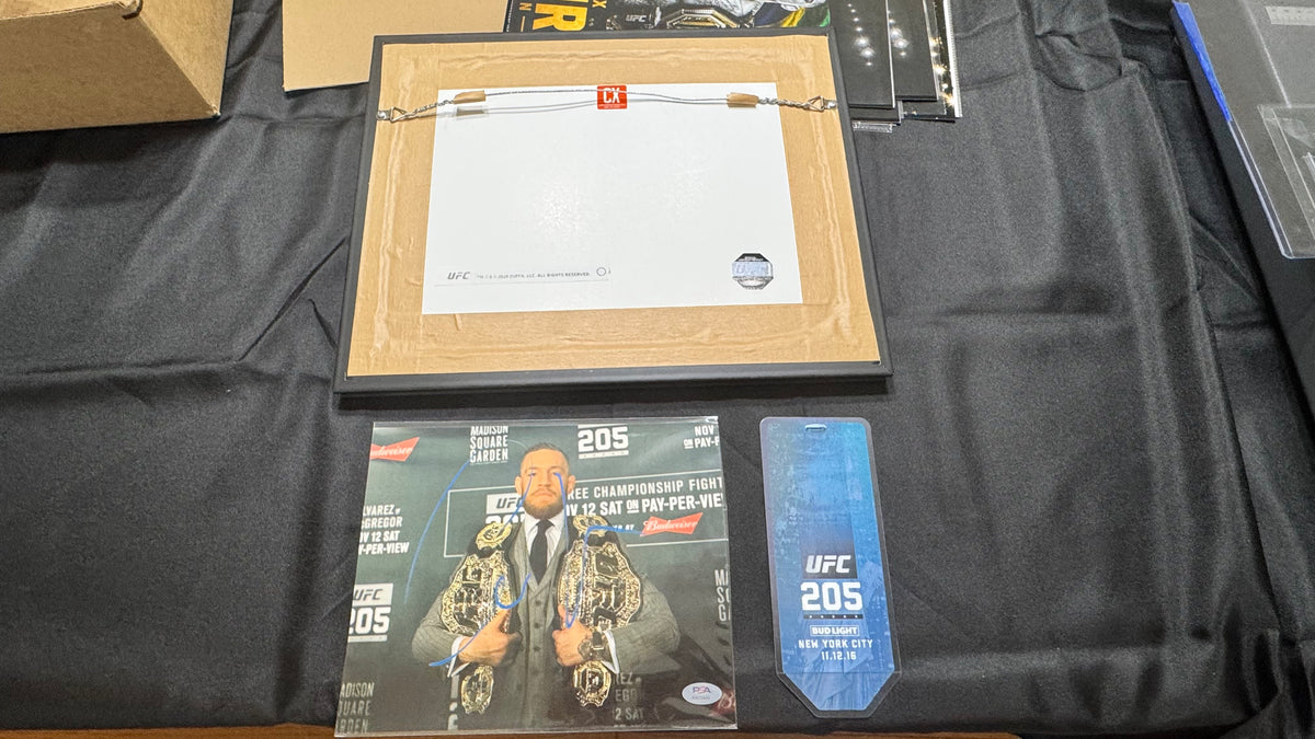 Conor McGregor UFC 205 Signed Photo & Event-Used Canvas One-of-One Custom Display – PSA