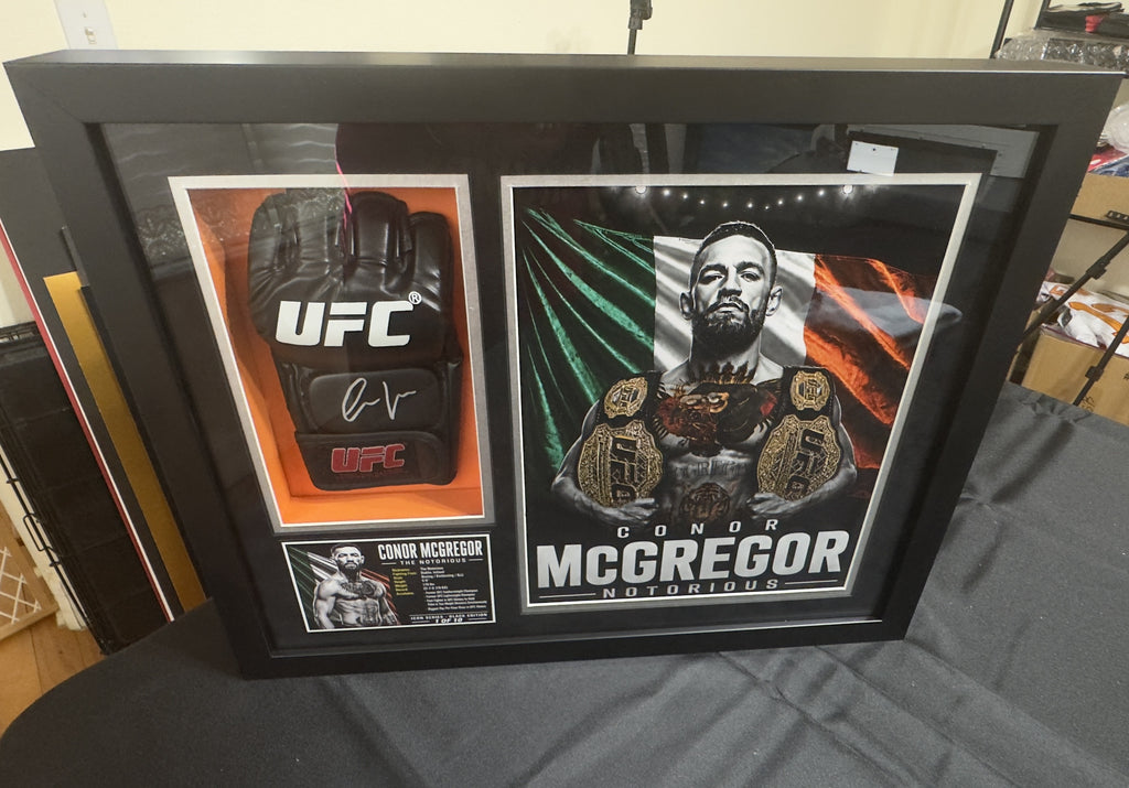 Conor McGregor Signed UFC Glove Shadow Box COA Icon Black 1/10 Custom Art