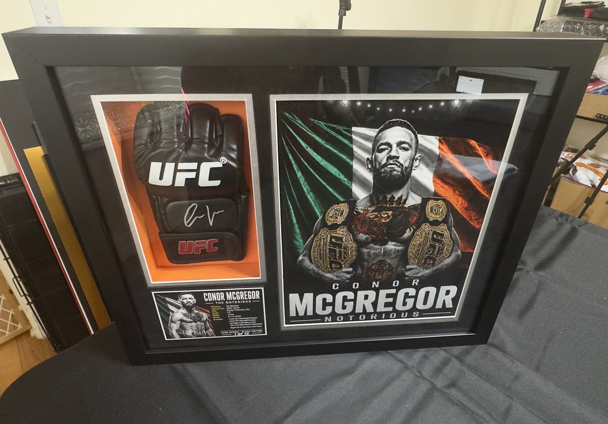 Conor McGregor Signed UFC Glove Shadow Box COA Icon Black 1/10 Custom Art