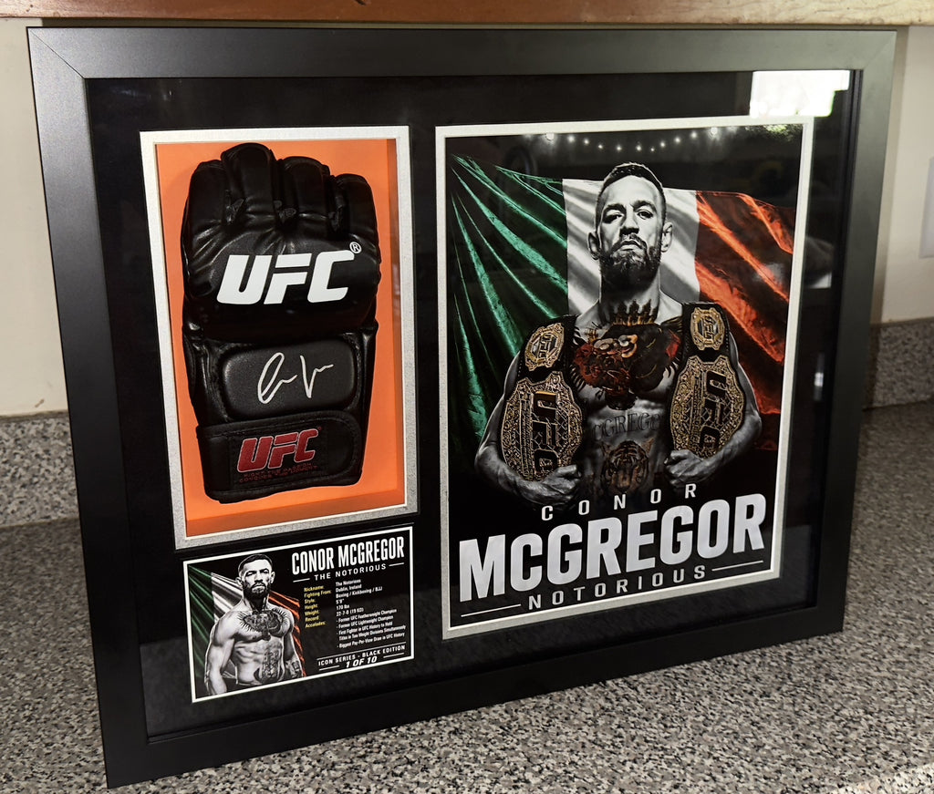 Conor McGregor Signed UFC Glove Shadow Box COA Icon Black 1/10 Custom Art