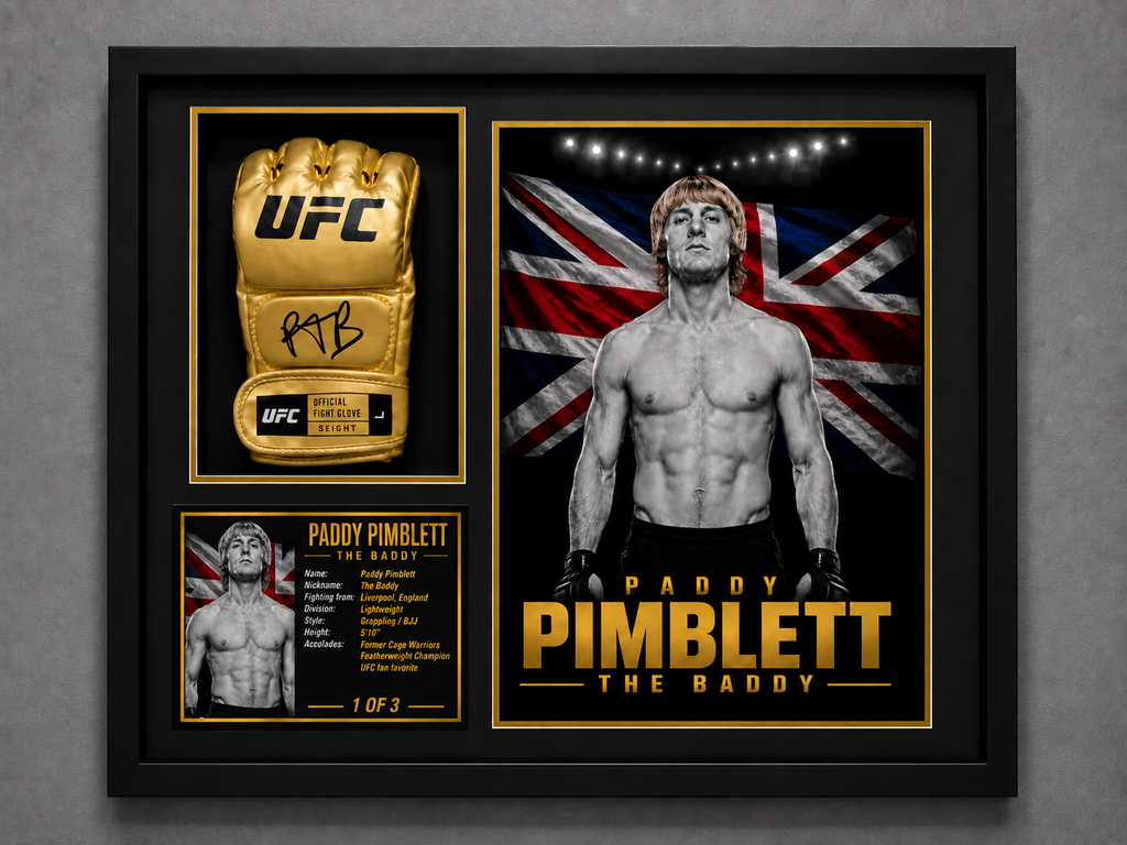 PADDY PIMBLETT THE BADDY sports memorabilia display