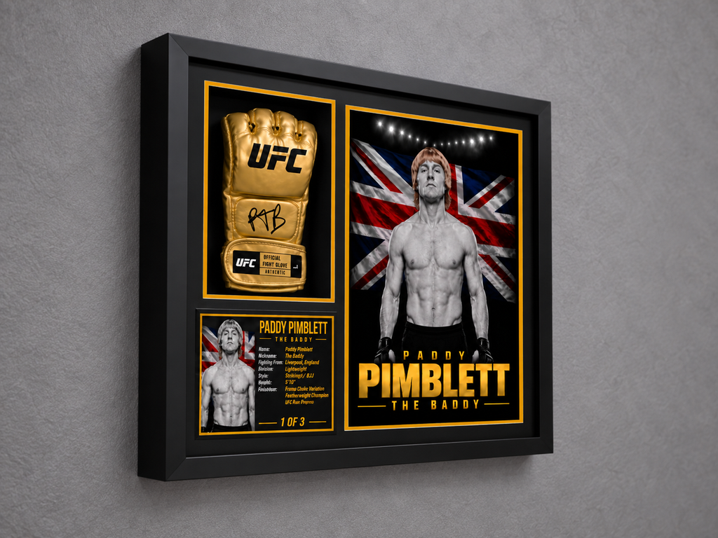PADDY PIMBLETT THE BADDY sports memorabilia display