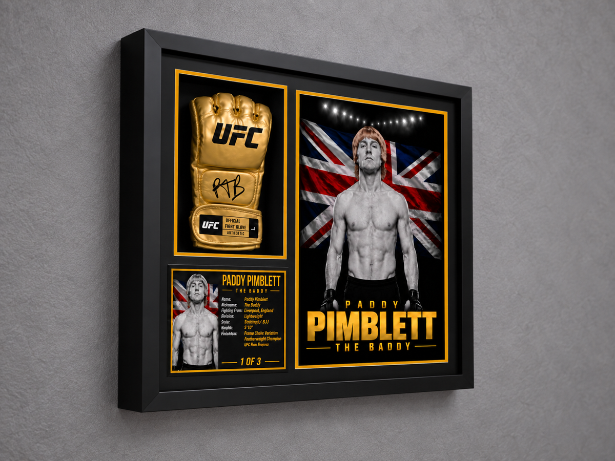 PADDY PIMBLETT THE BADDY sports memorabilia display