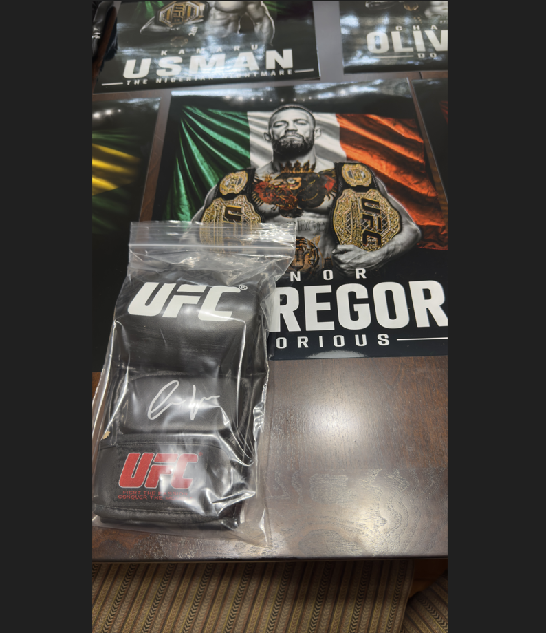 Conor McGregor Signed UFC Glove Shadow Box COA Icon Black 1/10 Custom Art