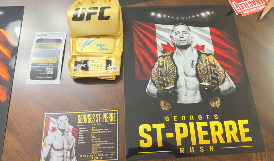 Georges St-Pierre “Rush” Signed UFC Glove — Icon Gold Series 1 of 3