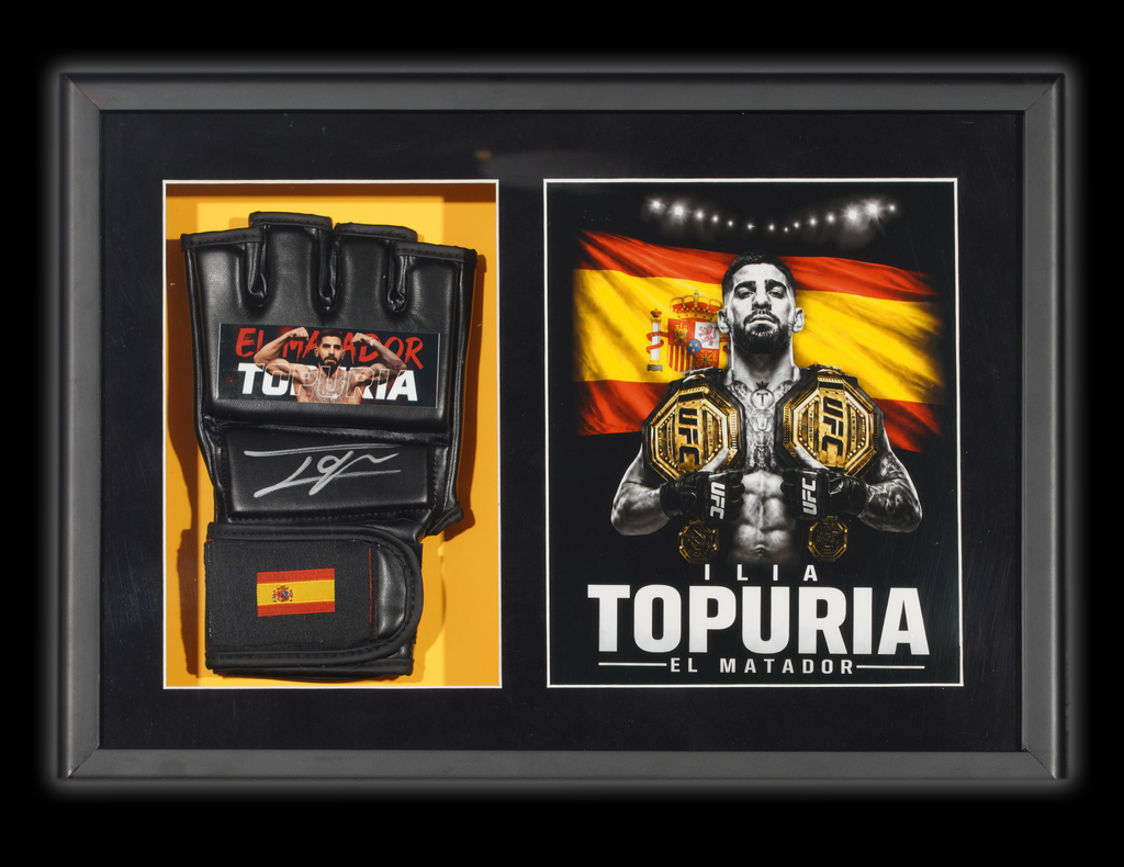 Ilia Topuria Signed UFC Glove Shadow Box Gallery Edition 18x14 Custom Art  professionally authenticated