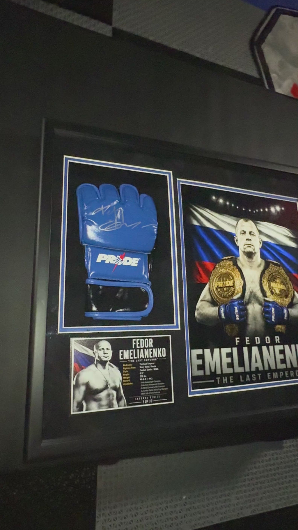 Fedor Emelianenko Signed PRIDE FC Glove Shadow Box | MMA Legend | Limited 1/10