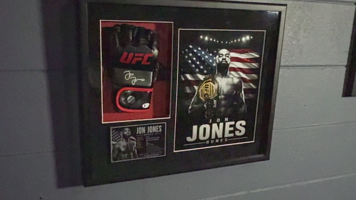Jon Jones Signed UFC Glove Shadow Box – Beckett BAS | Icon Black 1/10